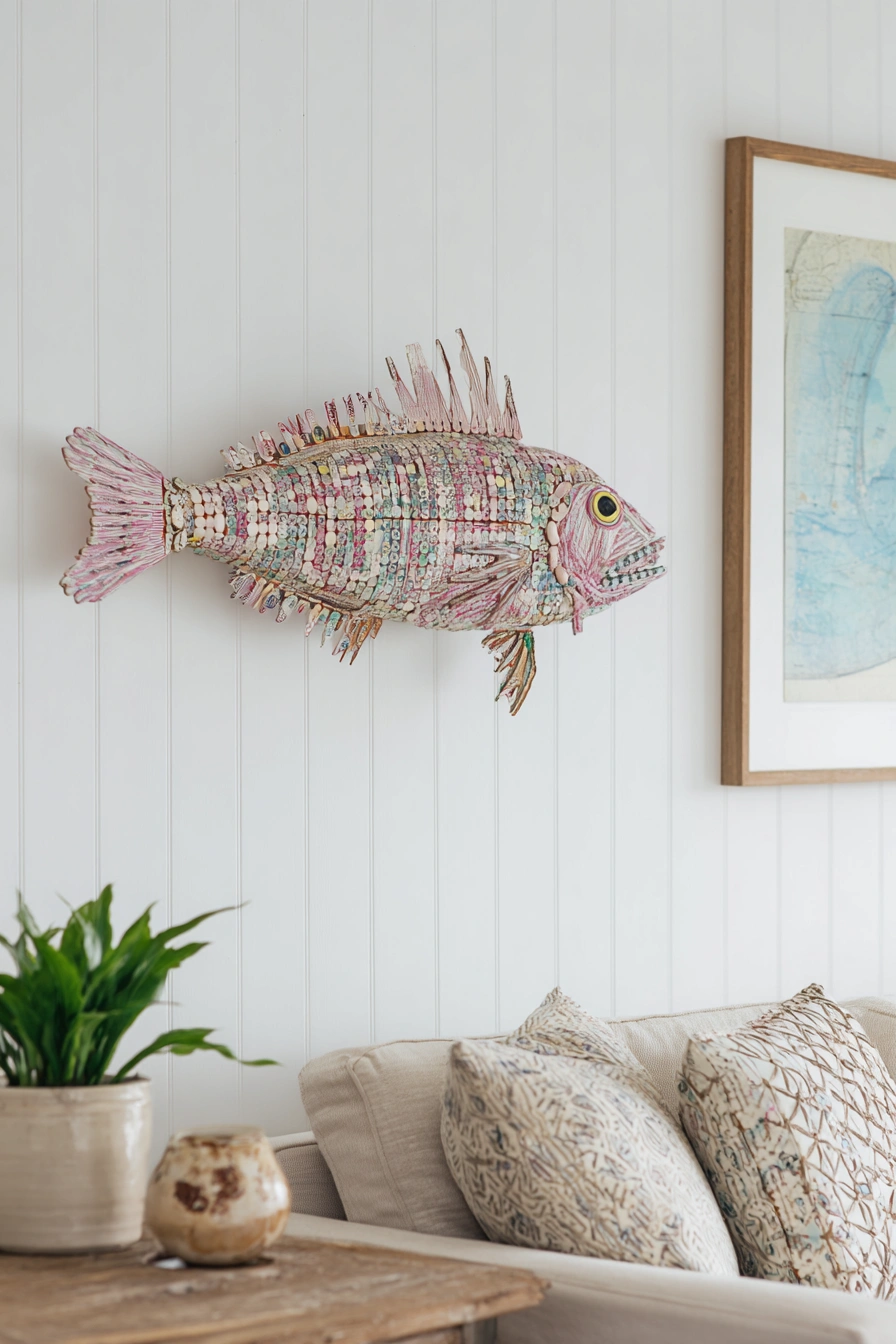 Textured Fish Wall Art for Coastal Spaces