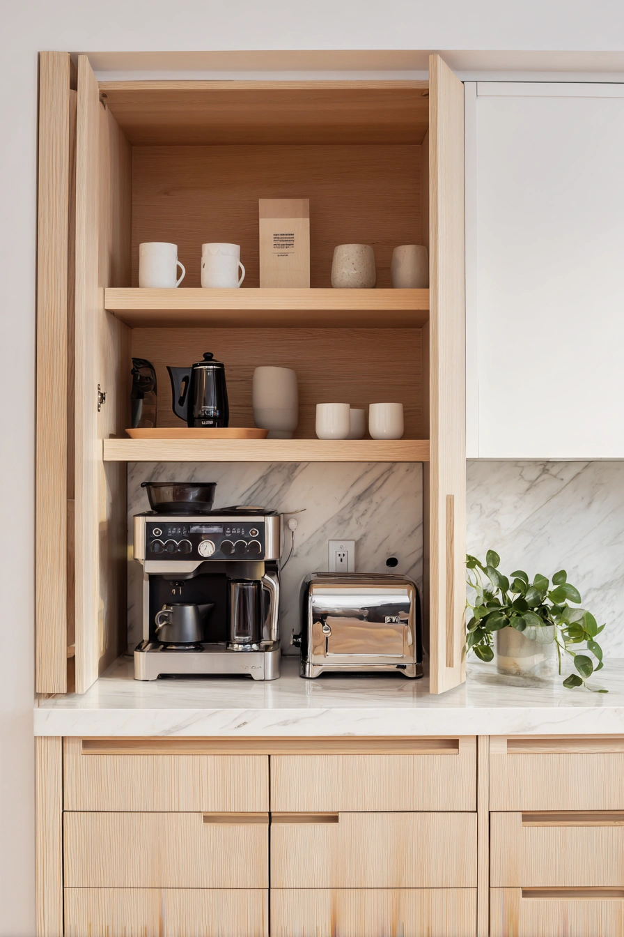 Sleek Built-In Coffee Cabinet Charm