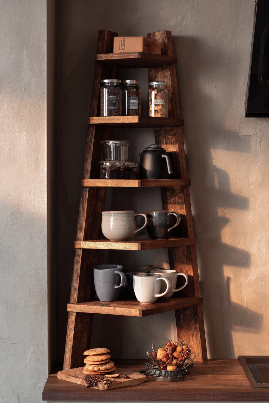 Rustic Coffee Bar Shelf Inspiration