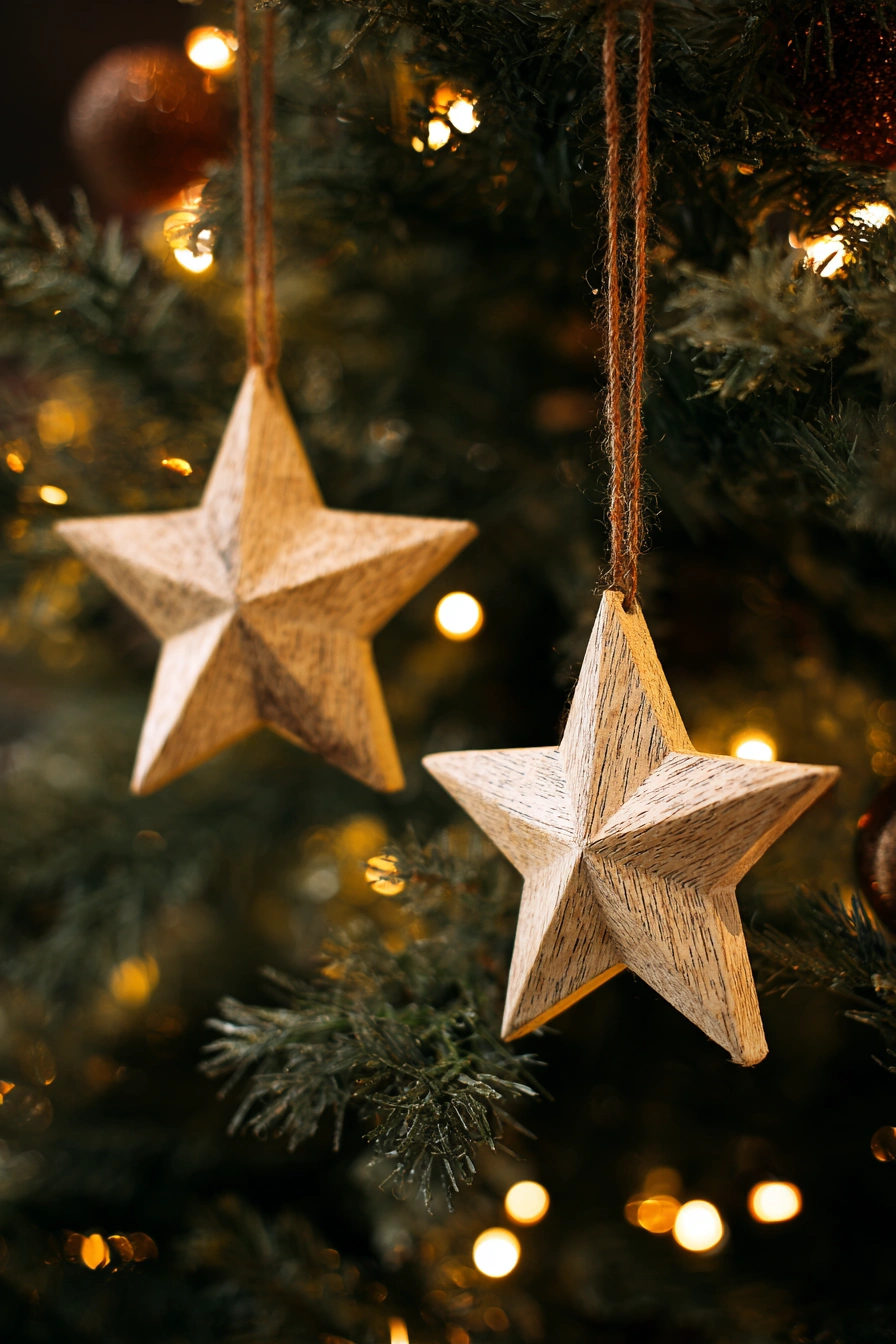 Rustic Wooden Star Tree Ornaments
