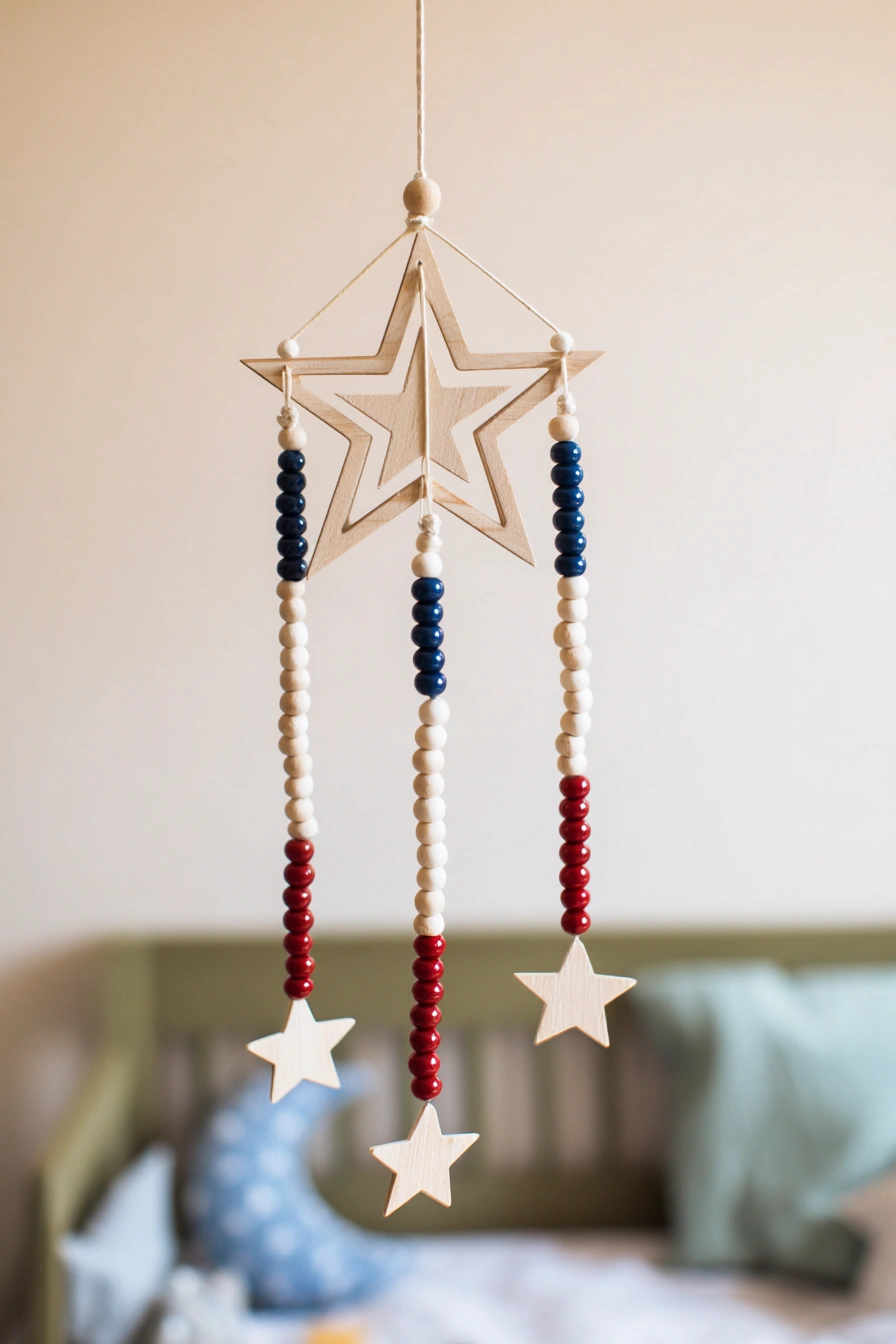 Patriotic Wooden Star Mobile