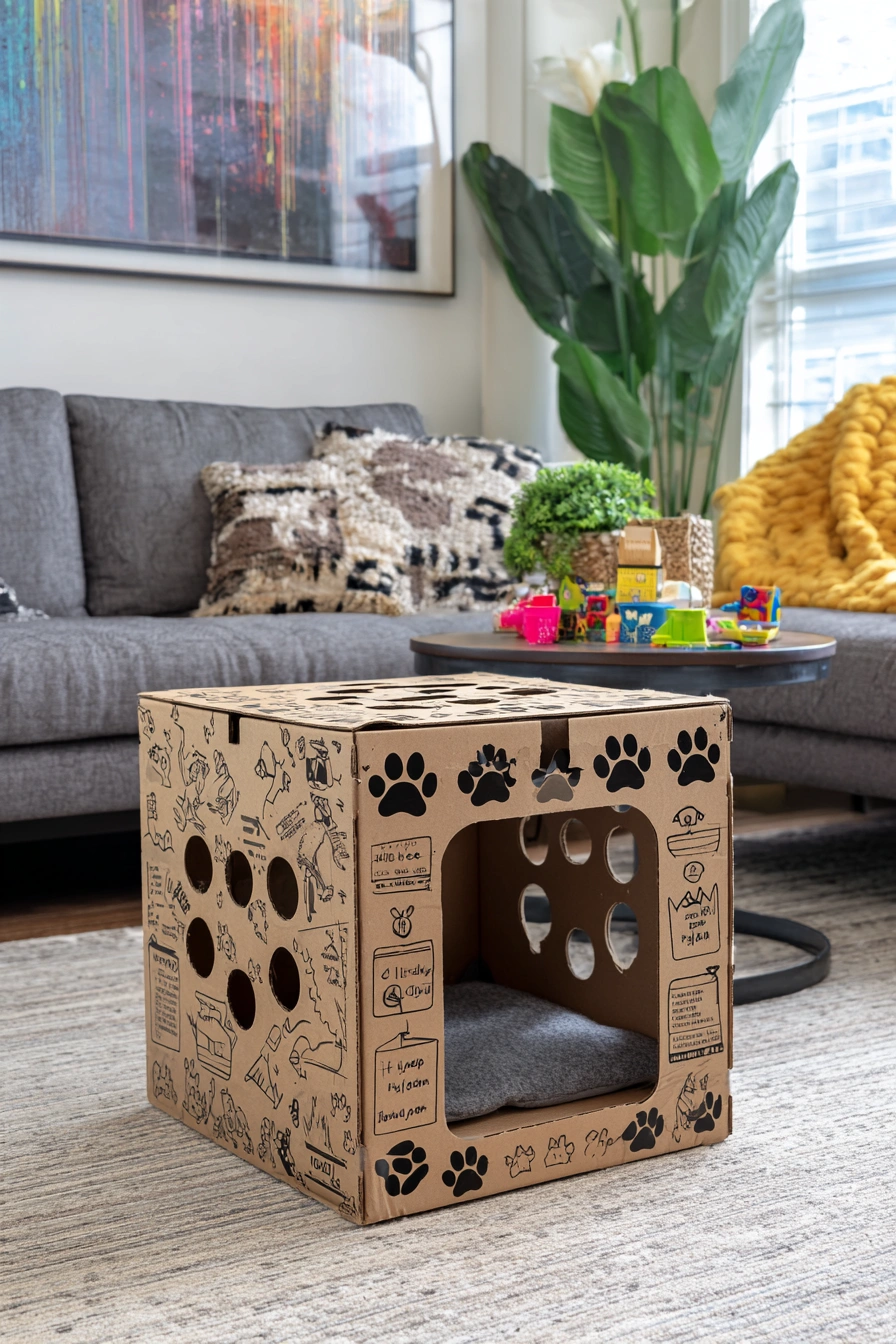 Play Cube Cat House with Paw Prints