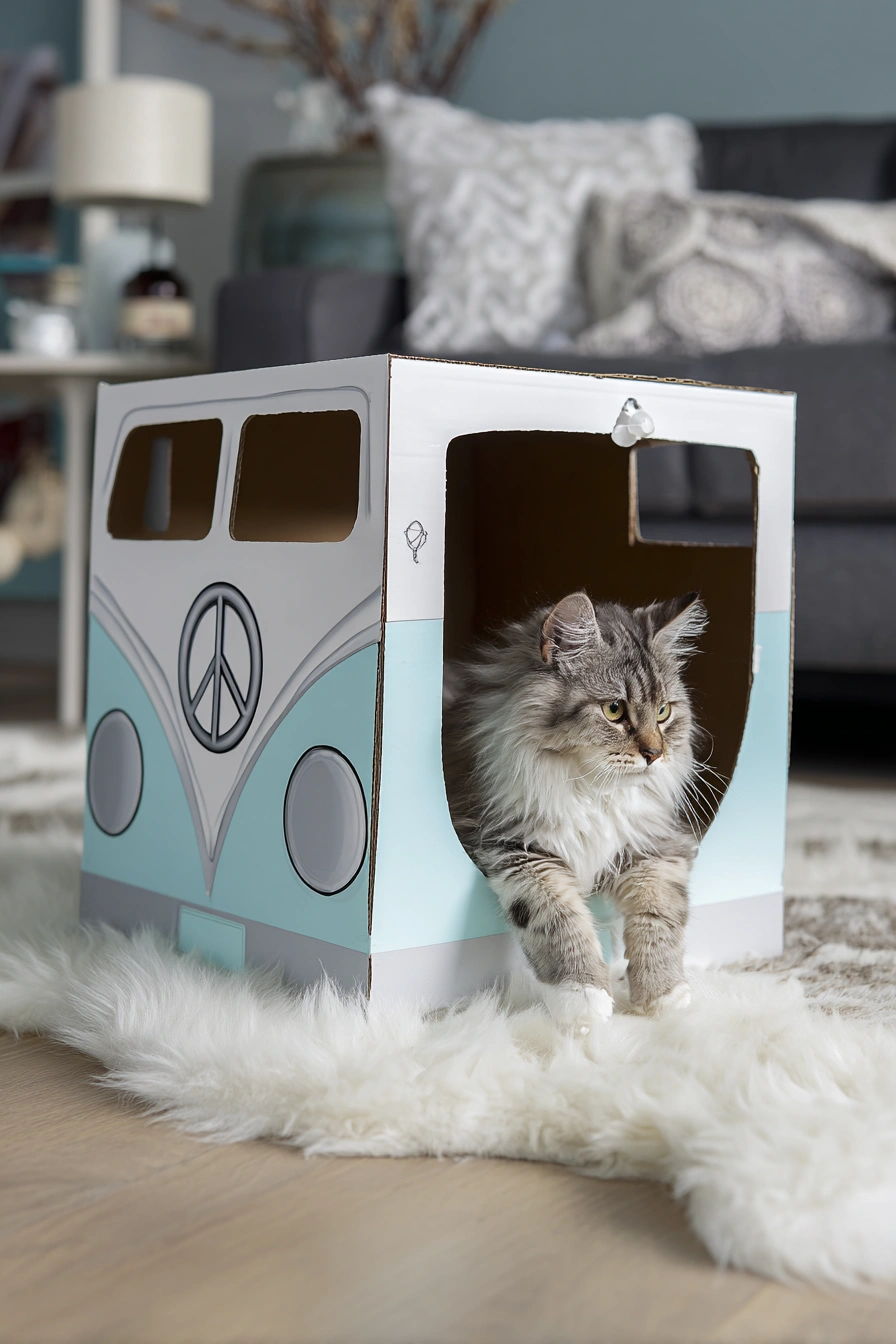 Retro Camper Cat House Vibes