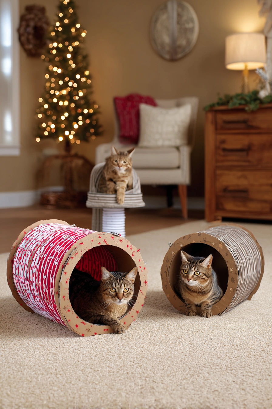 Festive Tunnel Hideouts for Cats
