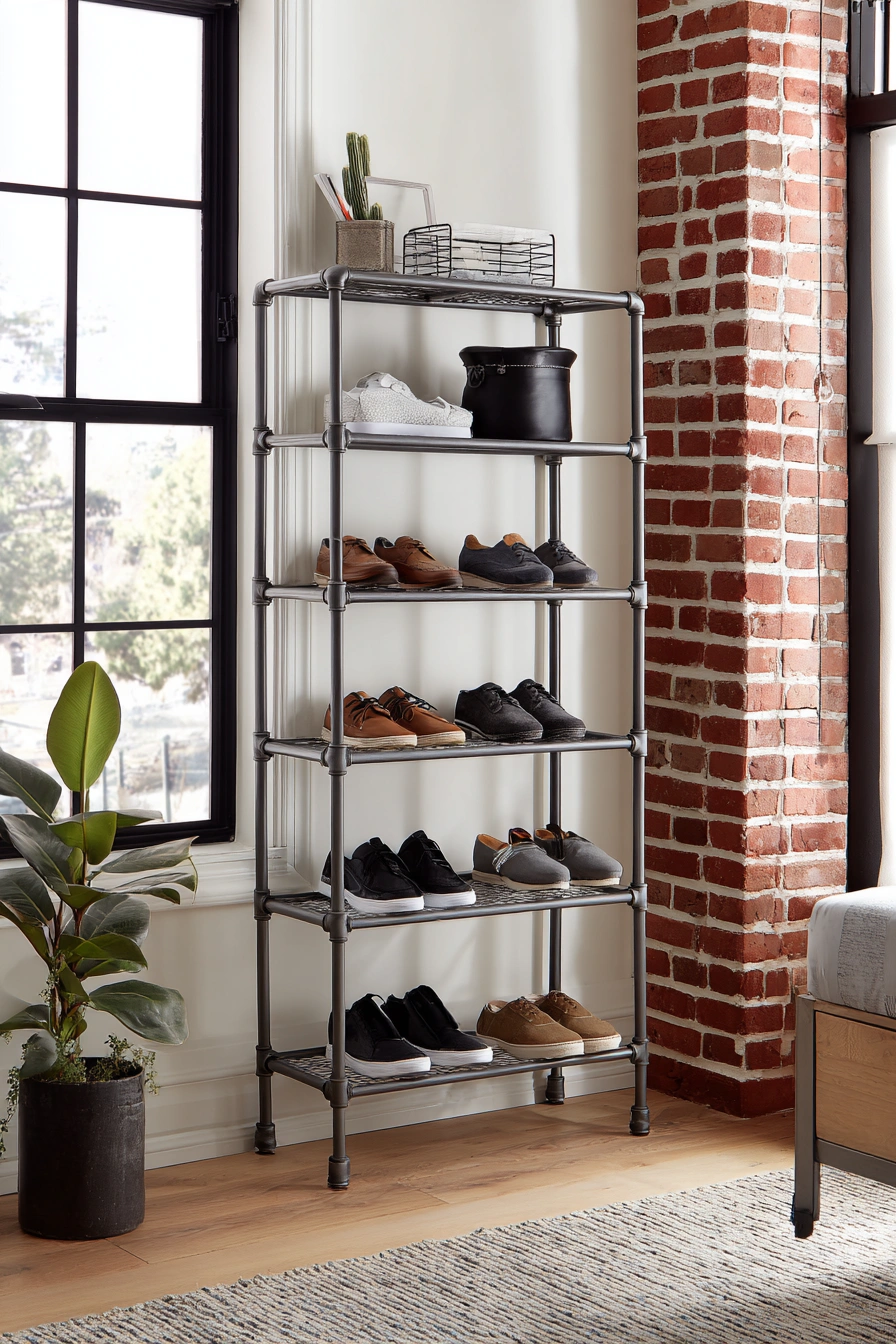 Industrial Pipe Shoe Rack with Urban Edge