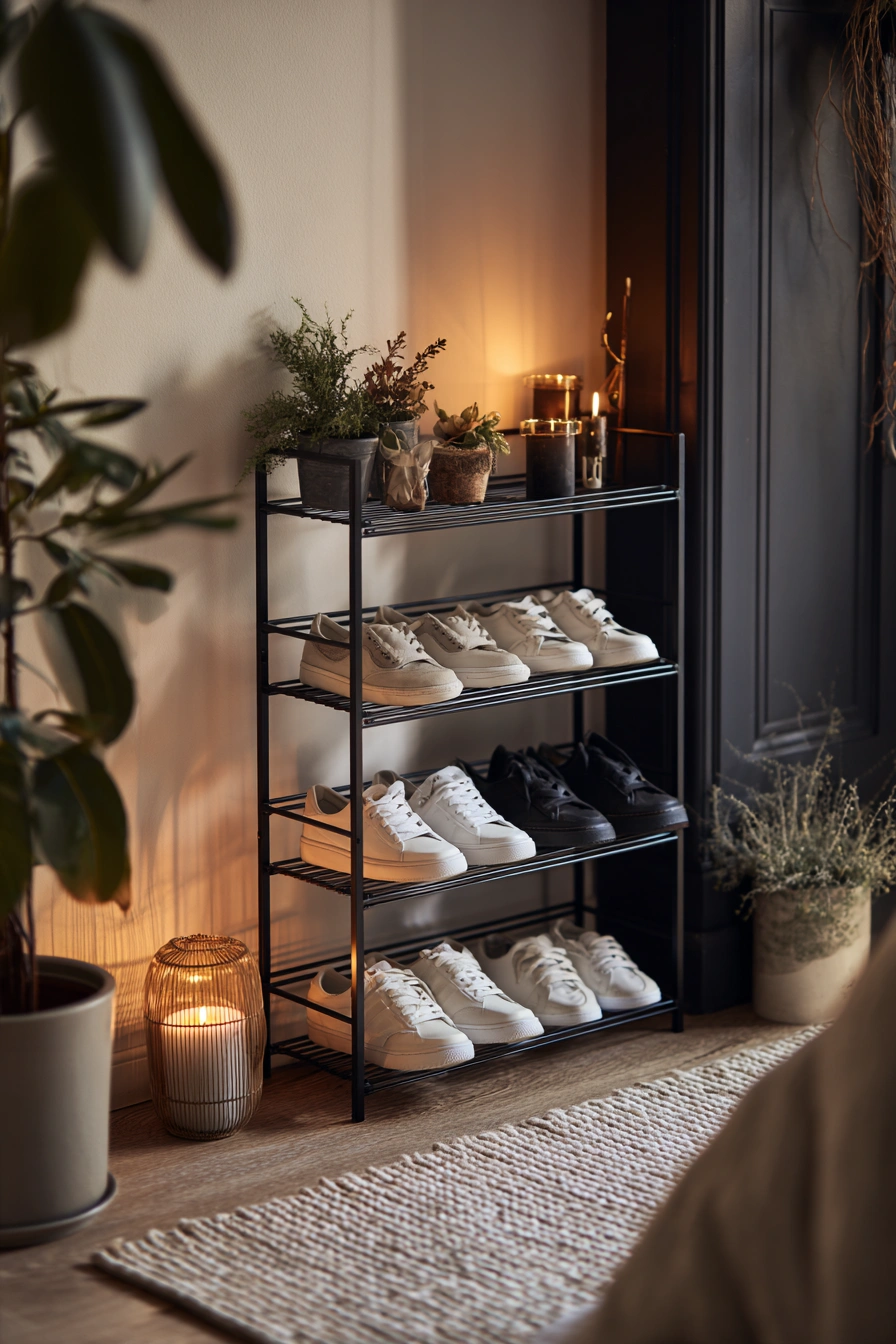 Minimalist Shoe Rack with Cozy Vibes