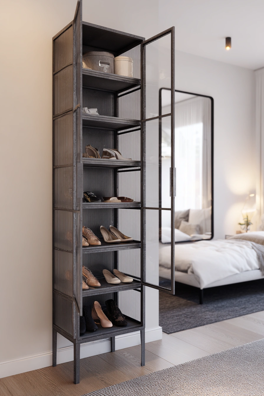 Modern Glass Cabinet Shoe Display