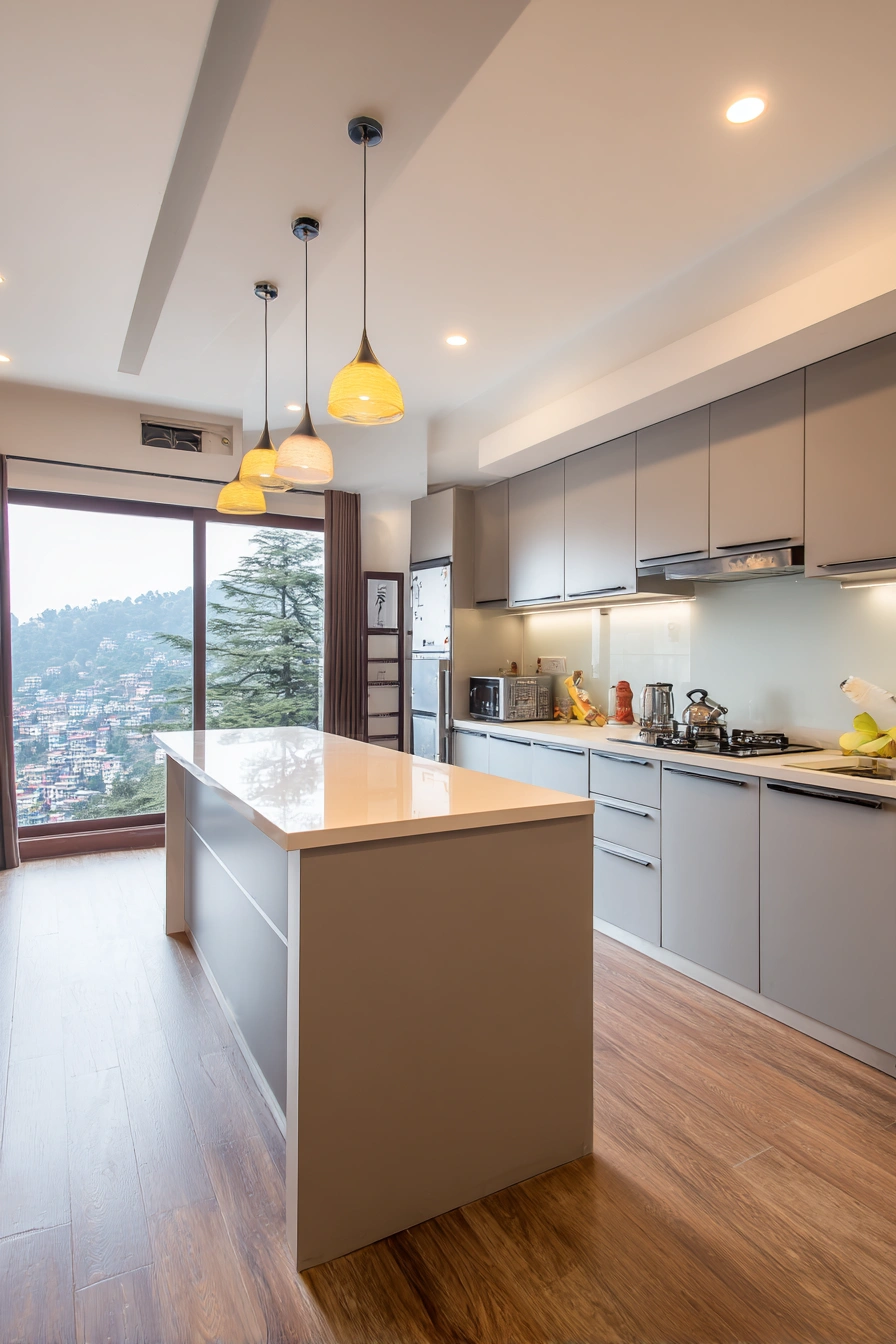 Contemporary Kitchen with Scenic Mountain Views