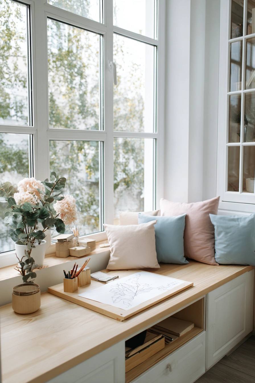 Serene Window Seat Study Nook