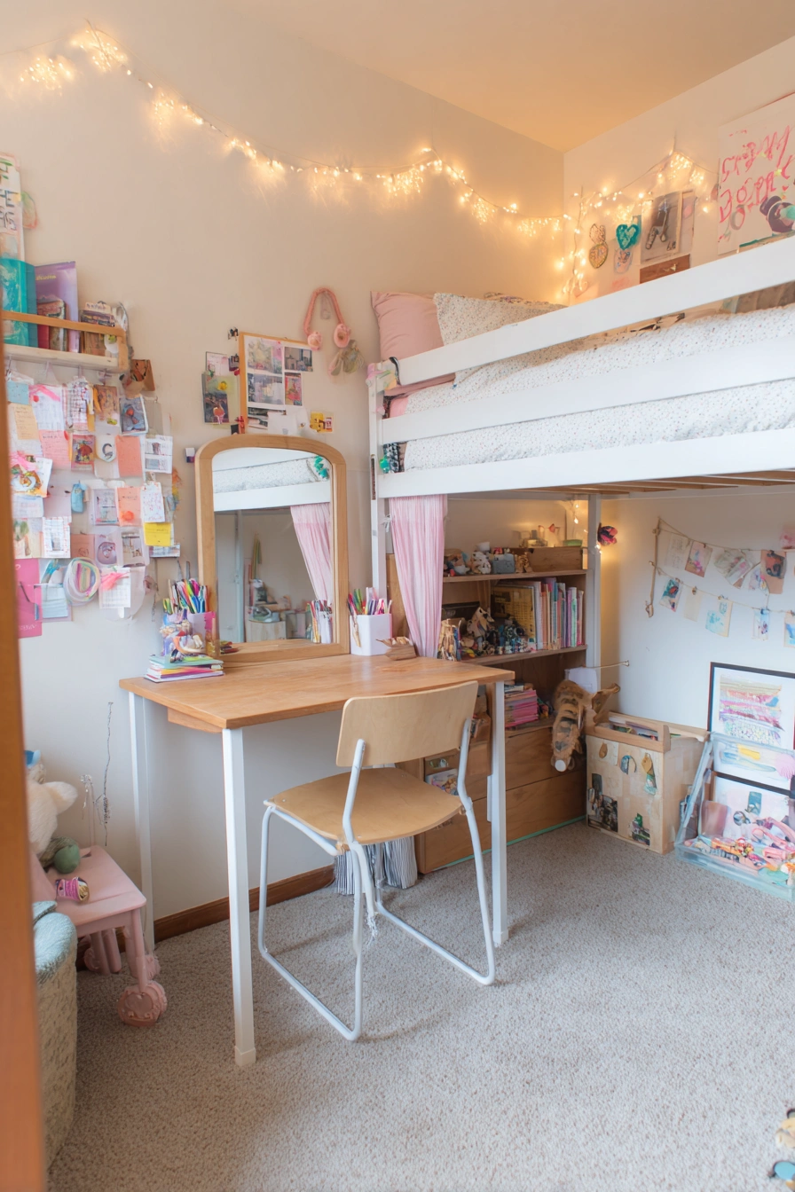 Whimsical Loft Desk Setup for Kids