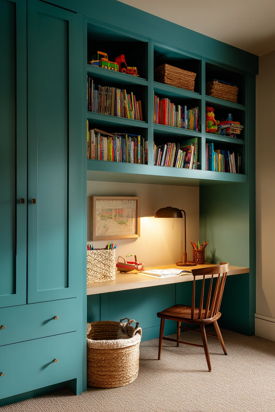 Built-In Study Nook with Bold Charm