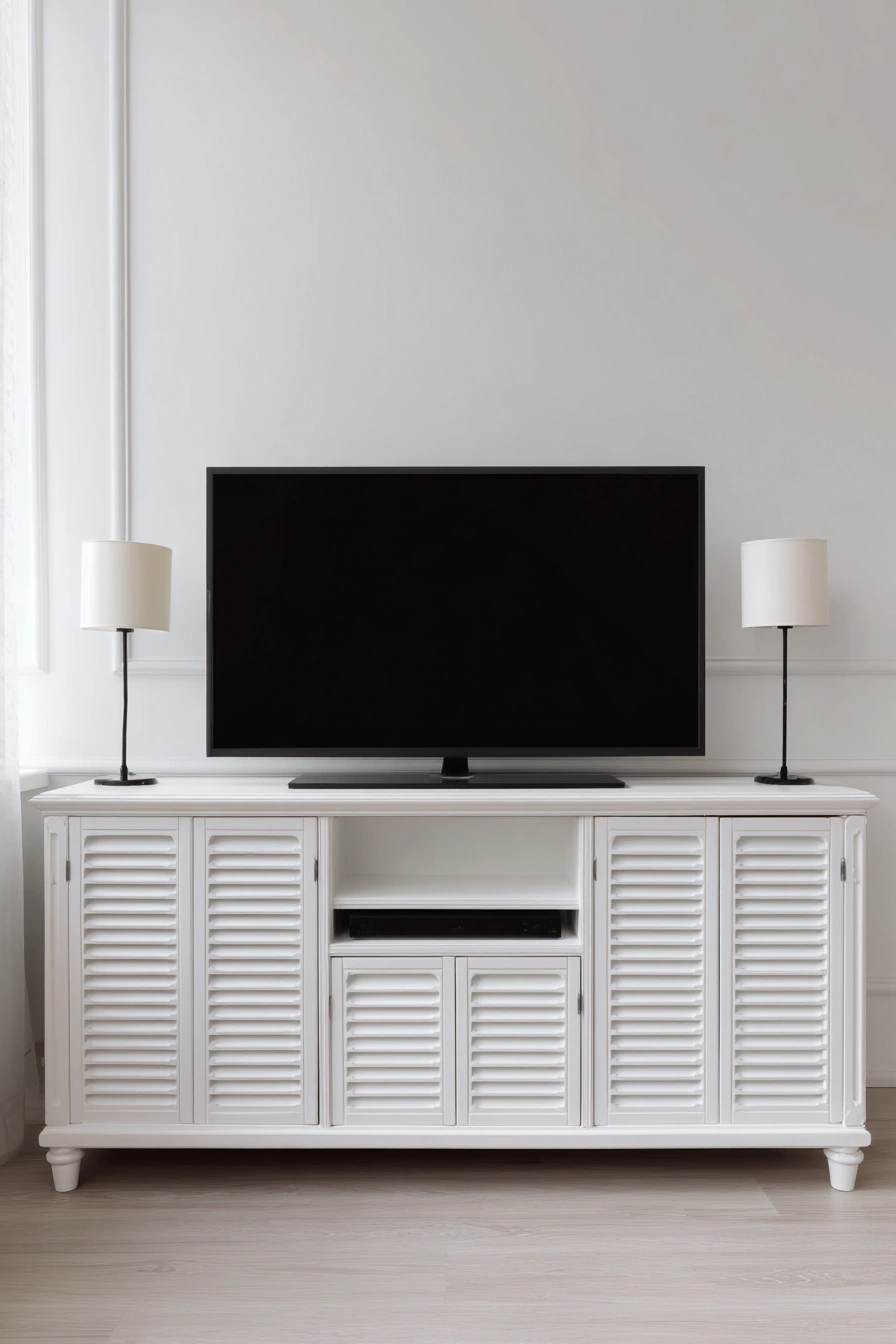 Crisp White Shutter-Style Console