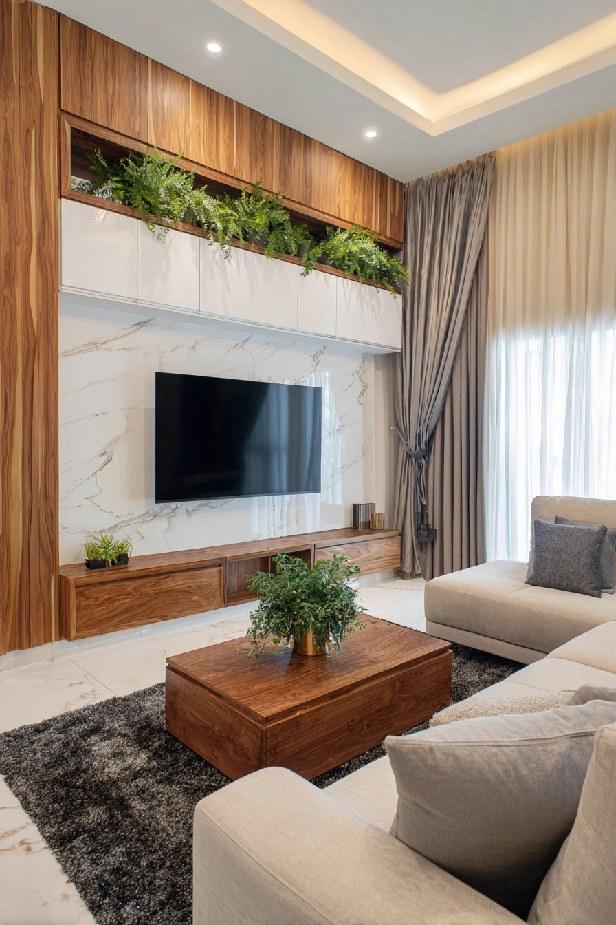 Lux Modern TV Wall with Natural Accents
