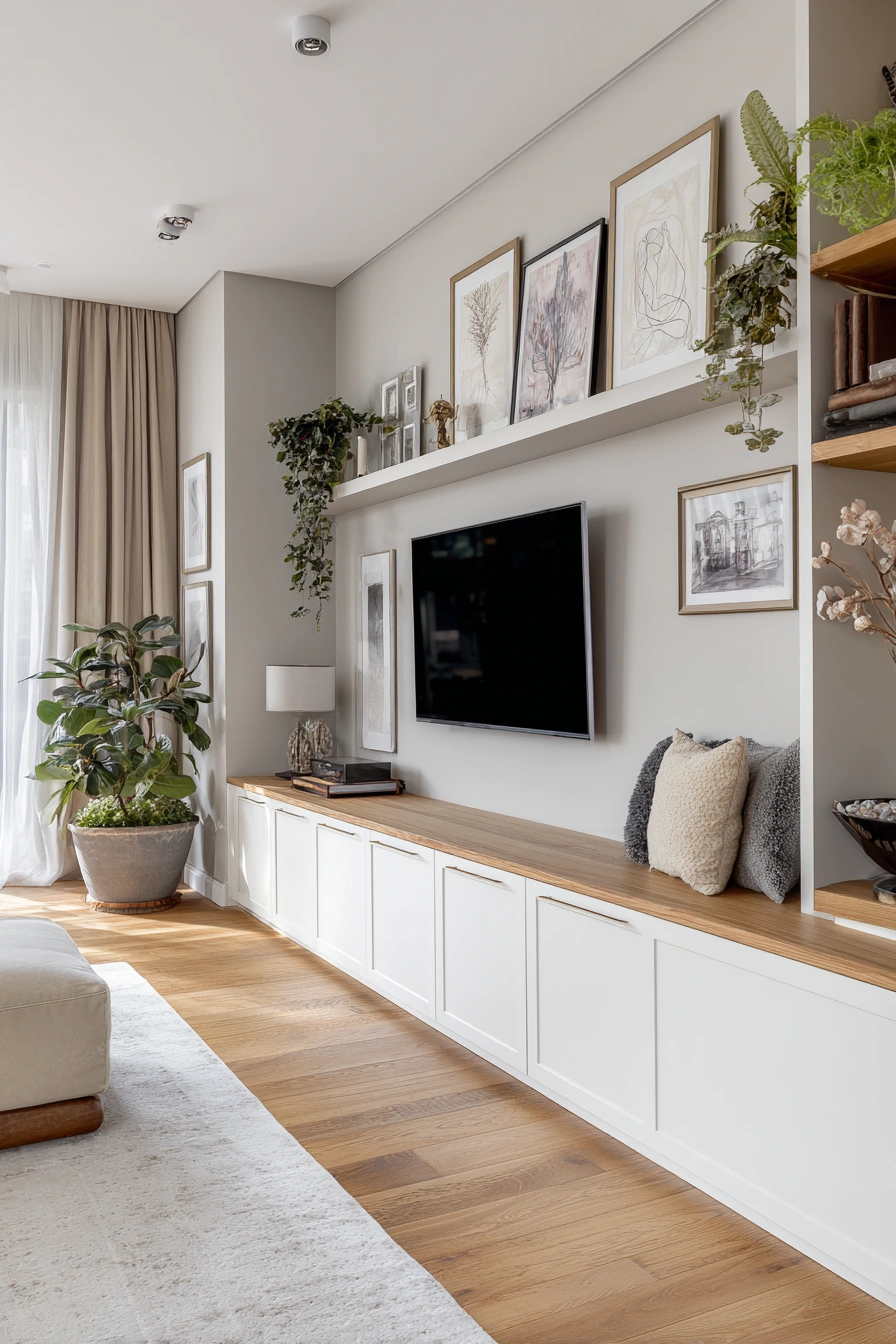 Modern Organic TV Wall with Artistic Flair