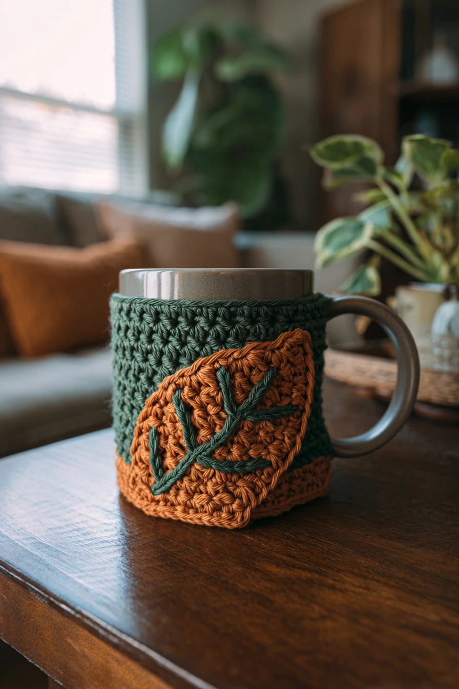 Autumn Leaf Crochet Mug Cozy