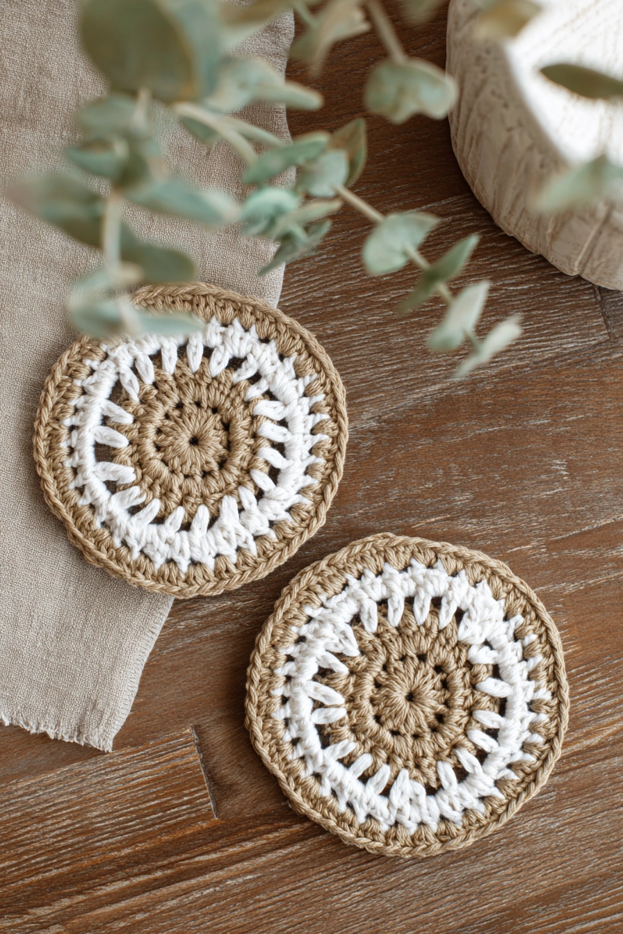 Rustic Boho Crochet Coasters