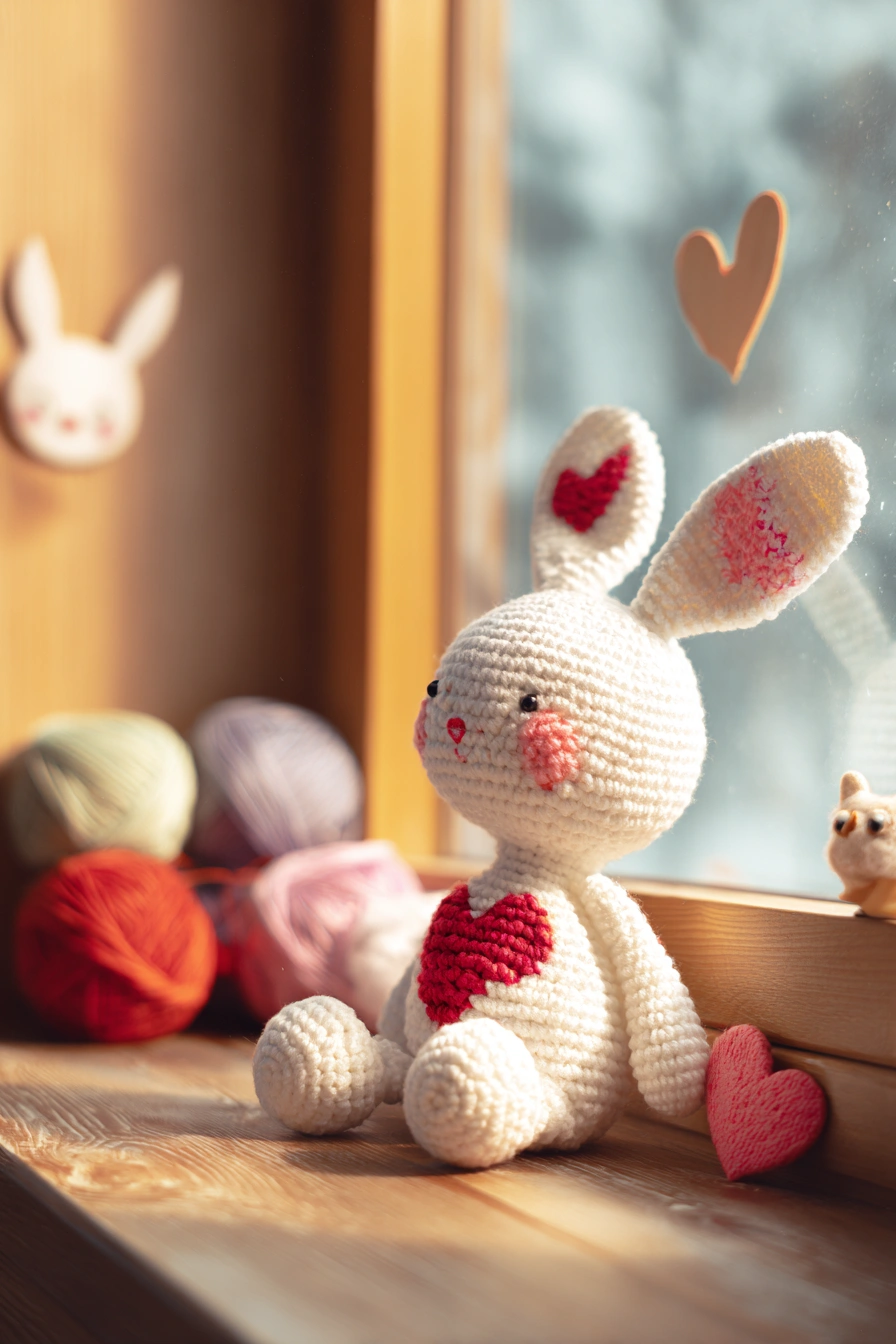 Handmade Amigurumi Heart Bunny