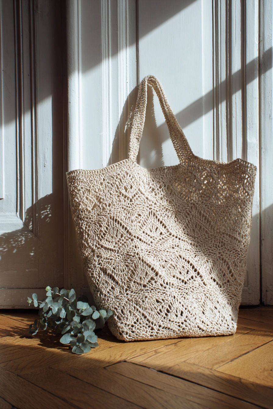 Boho-Chic Crochet Market Tote