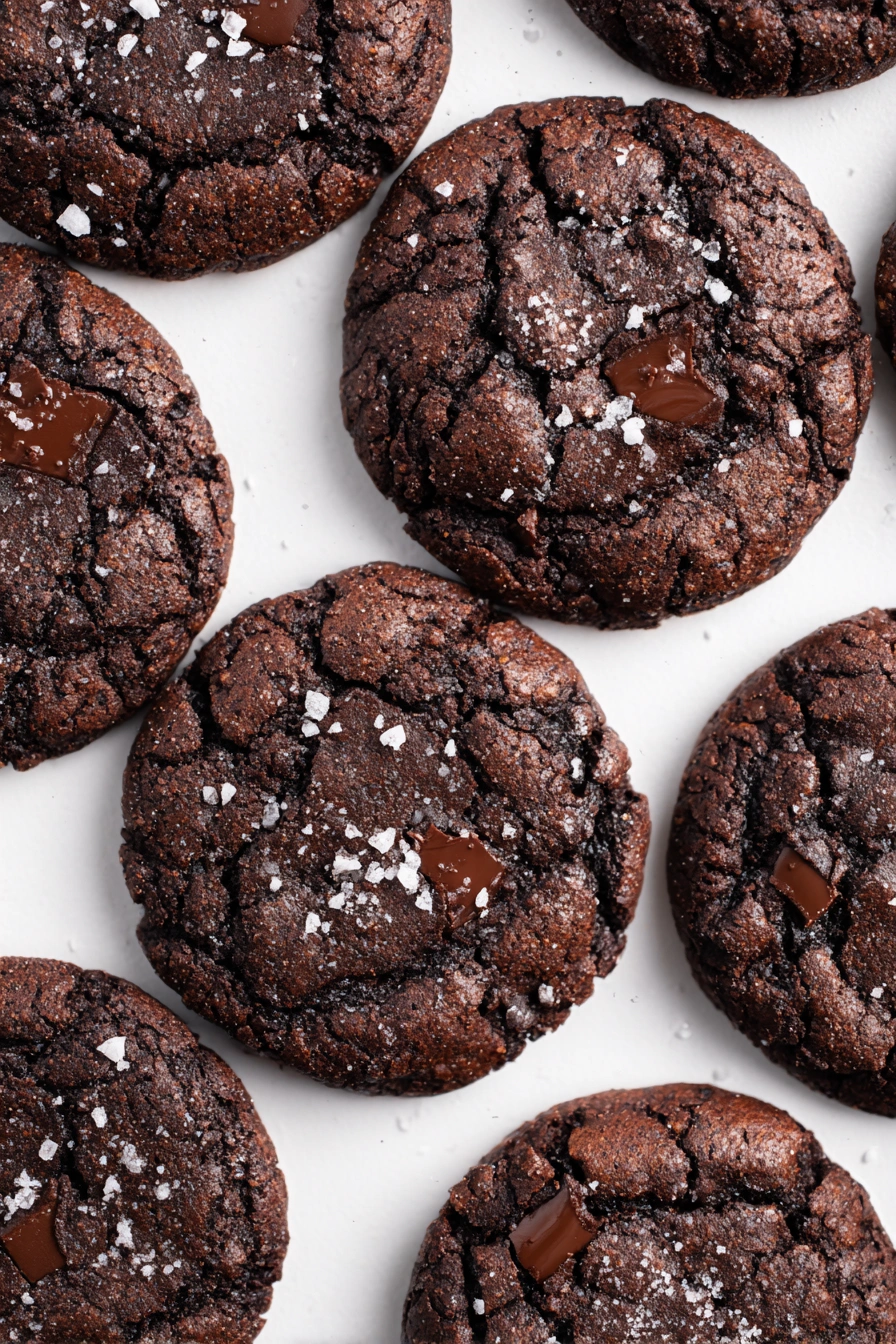 Fudgy Sea Salt Chocolate Crinkle Cookies