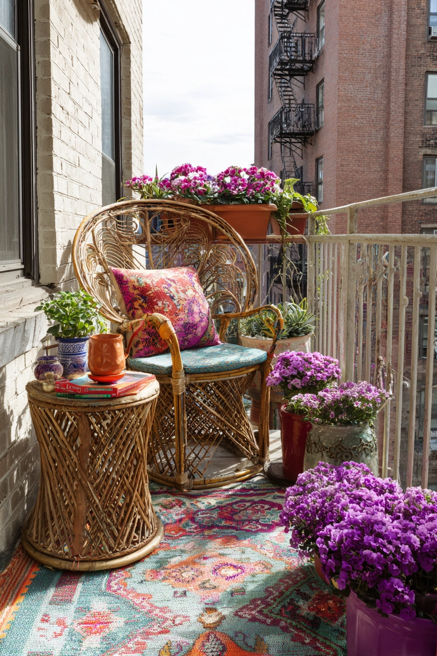 Boho Balcony with Bold Blooms