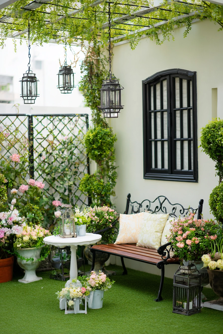 Romantic Patio with Floral Elegance