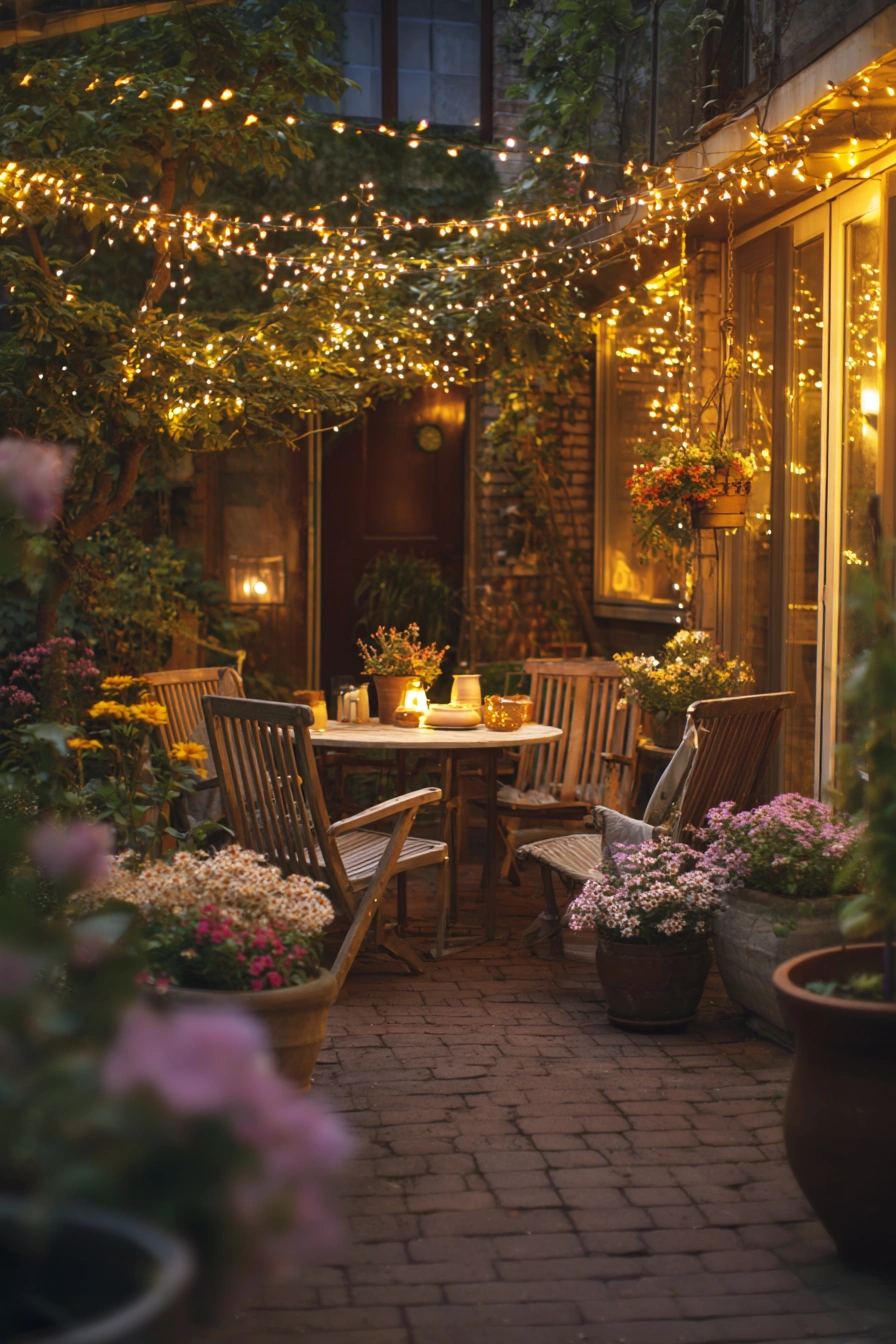 Enchanting Patio with Twinkle Lights