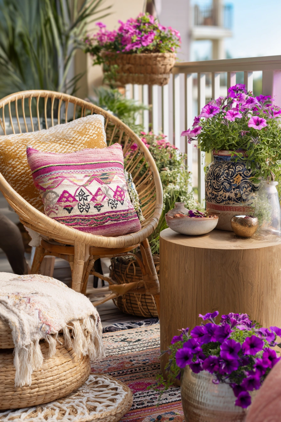 Bohemian Balcony with Soft Textures