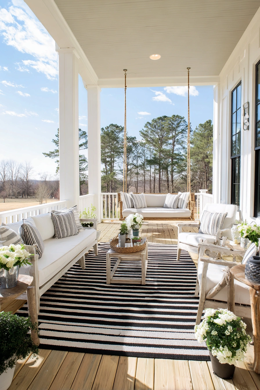 Timeless Navy Porch Elegance
