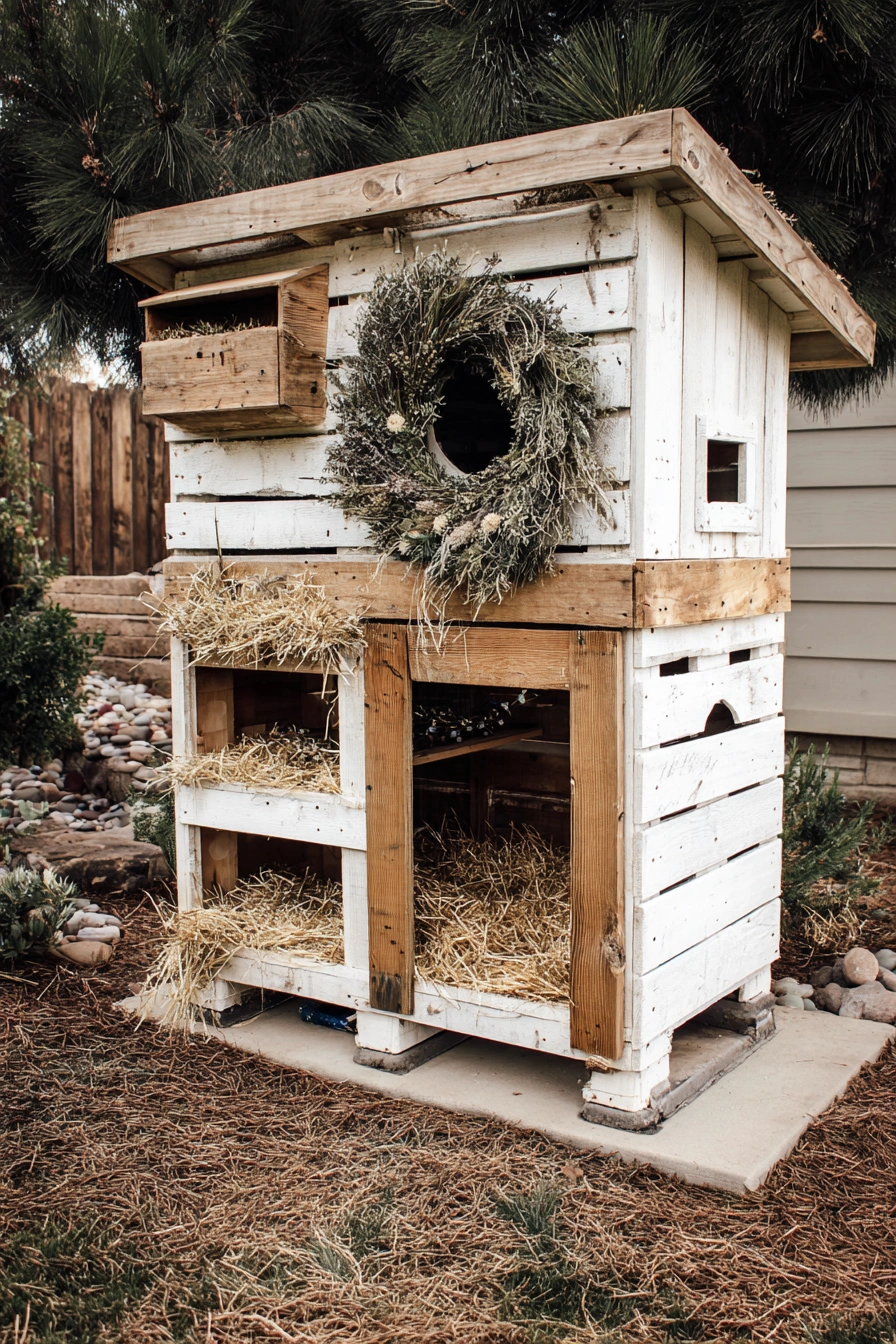 Rustic Pallet Chicken Coop Charm