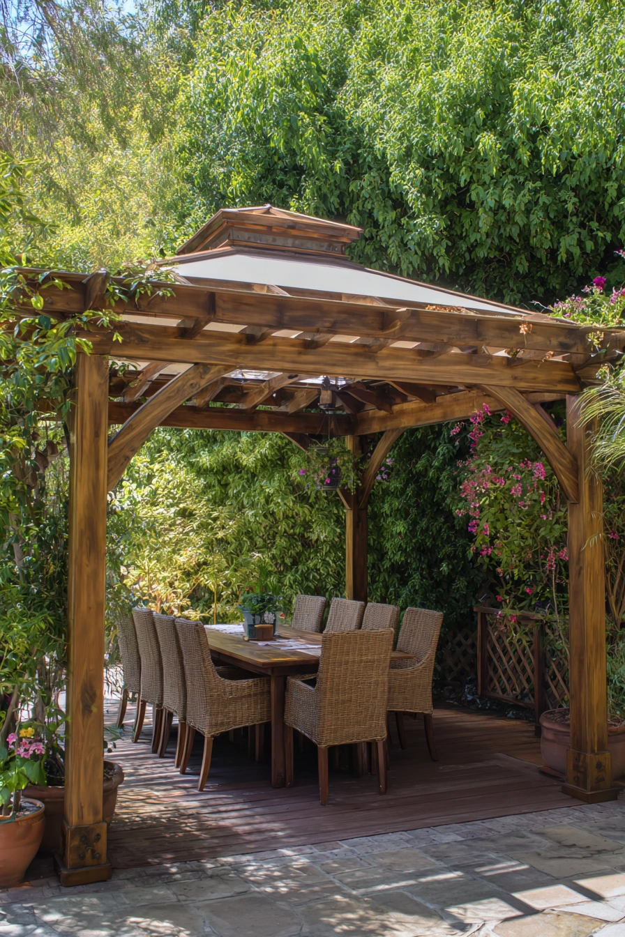 Rustic Garden Pergola Gathering Spot
