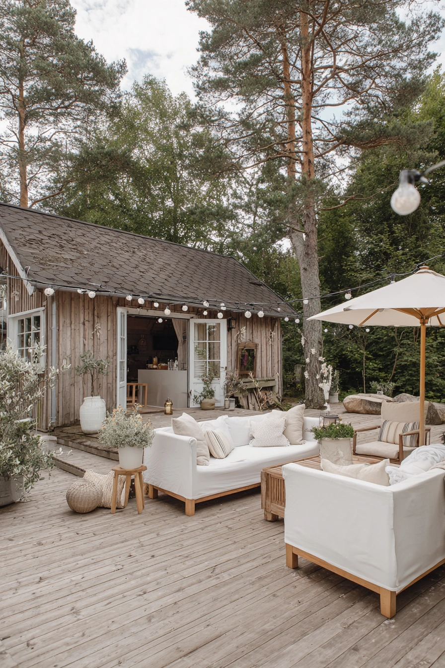 Rustic Woodland Deck Gathering Space