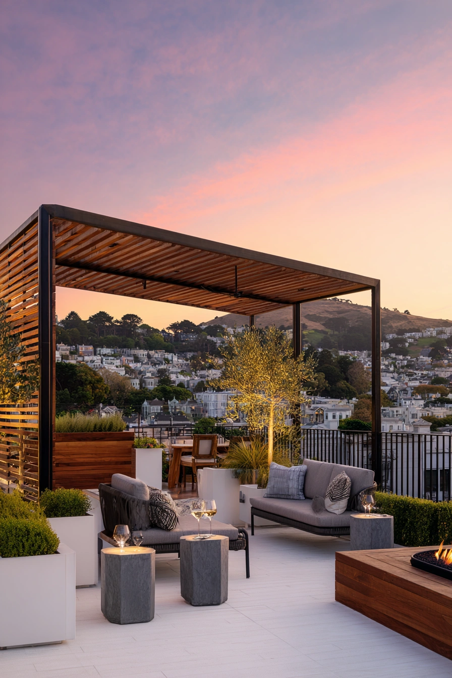Modern Rooftop Lounge with Sunset Views