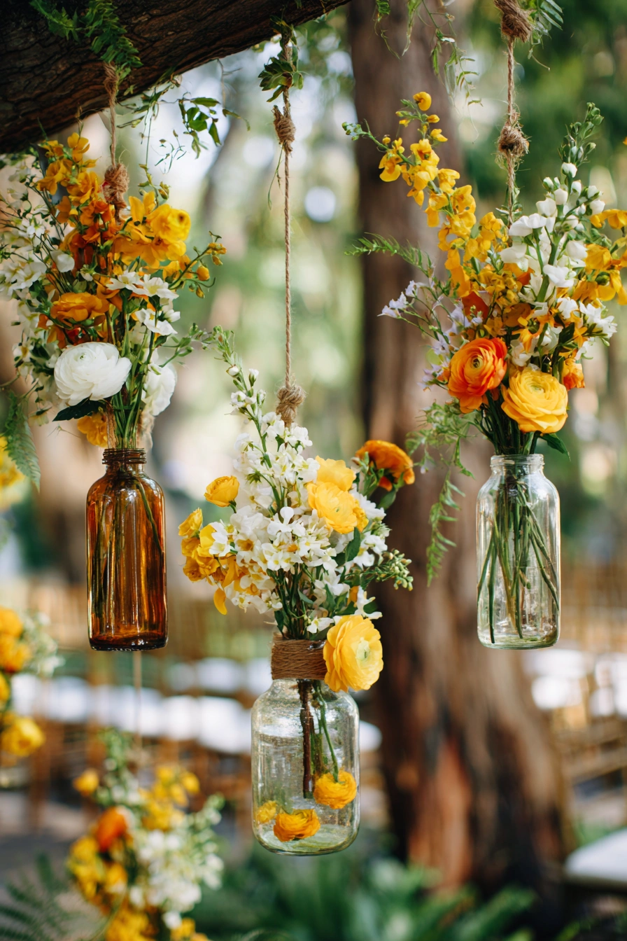 Hanging Floral Garden Jar Decor