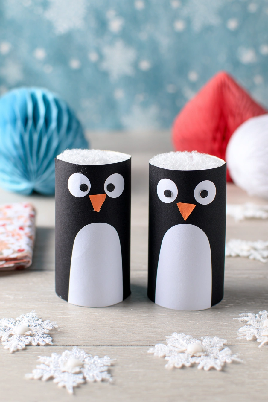 Toilet Roll Penguins with Winter Flair