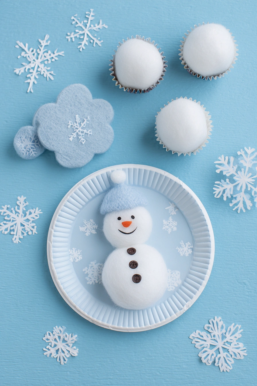 Fluffy Snowman Plate Craft