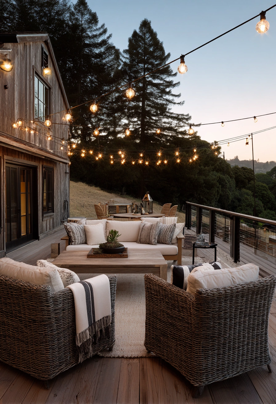 String-Light Covered Patio Charm