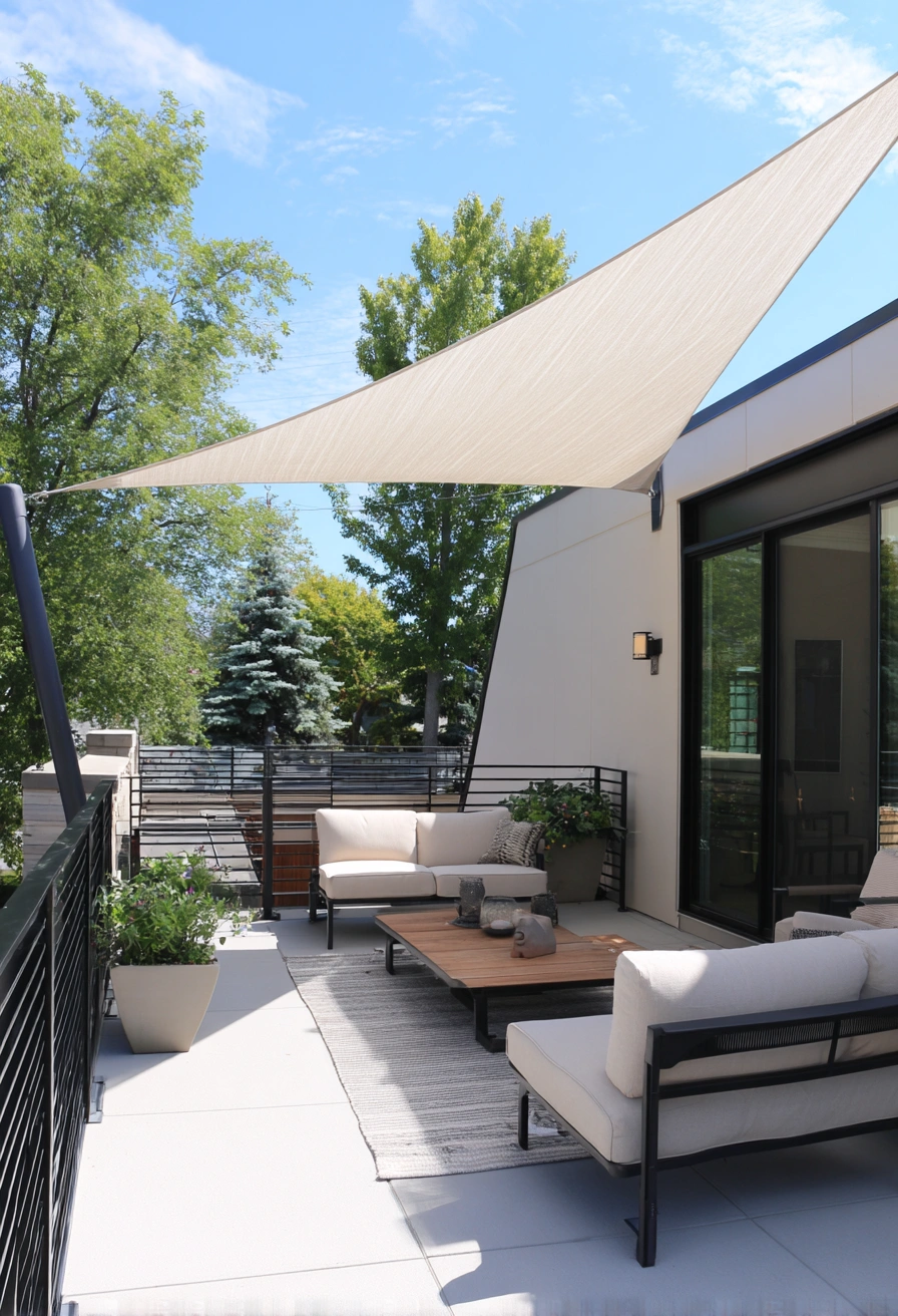Minimalist Shade Sail Patio Style