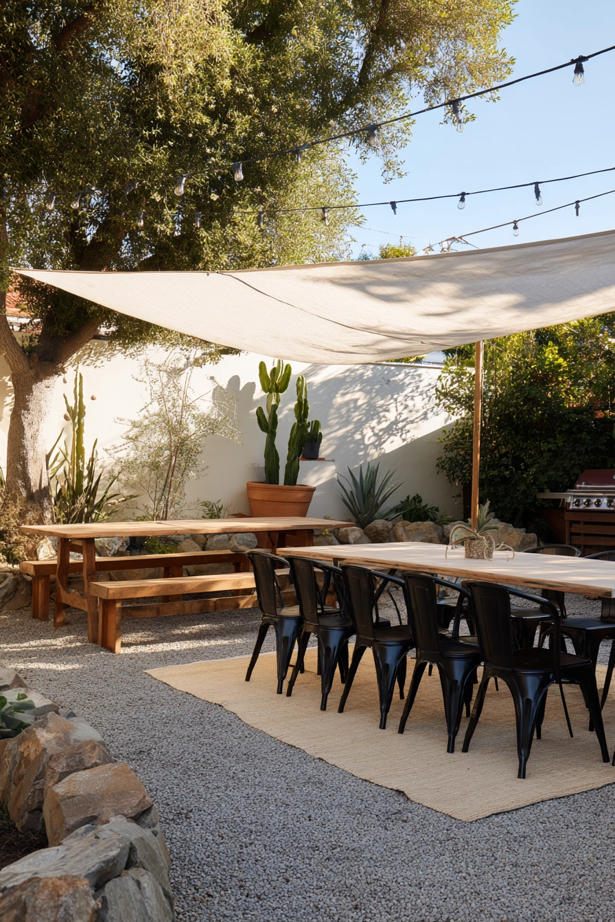 Casual Shade Sail Dining Patio