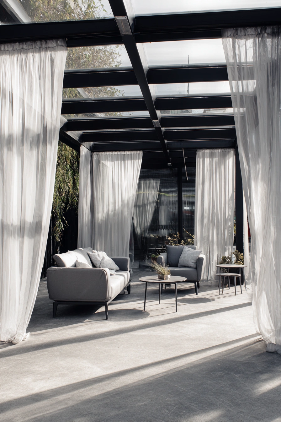 Elegant Glass Pergola Lounge