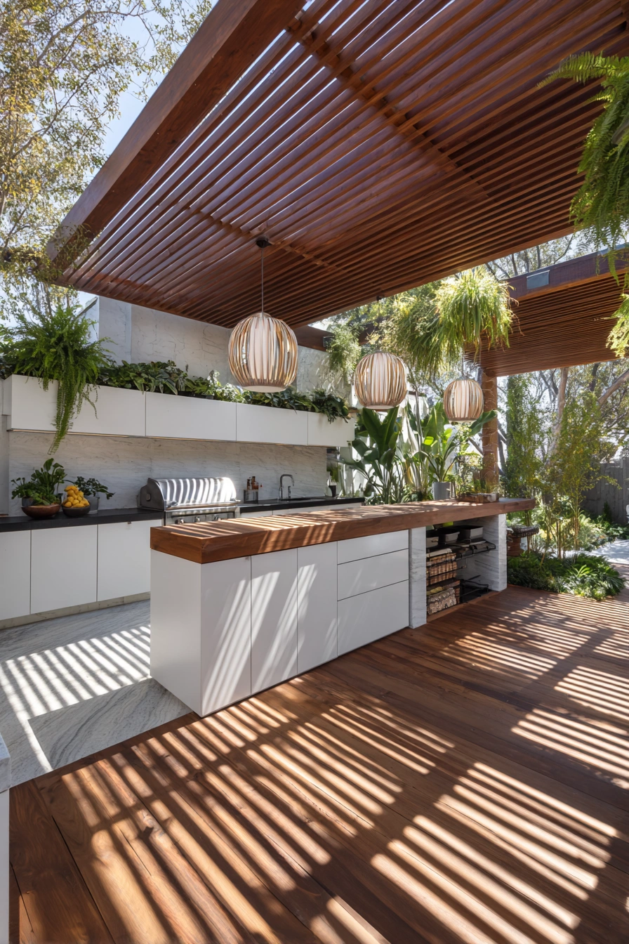 Sleek Slatted Pergola Retreat