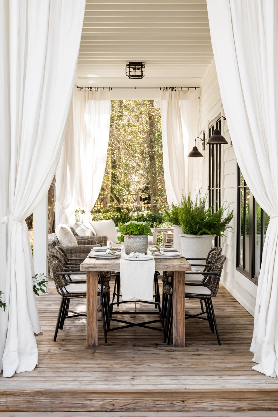 Timeless White Curtains for Elegant Patios