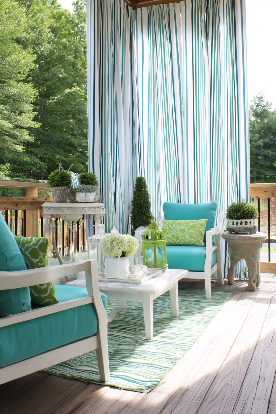 Fresh Striped Patio Curtains with Coastal Pop