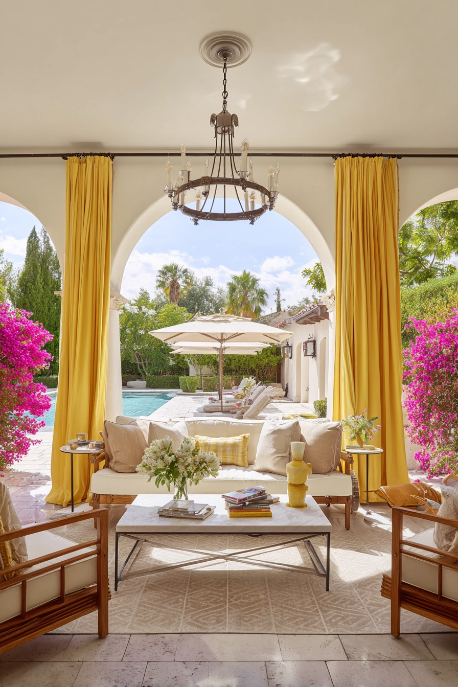 Golden Patio Curtains with Mediterranean Glow