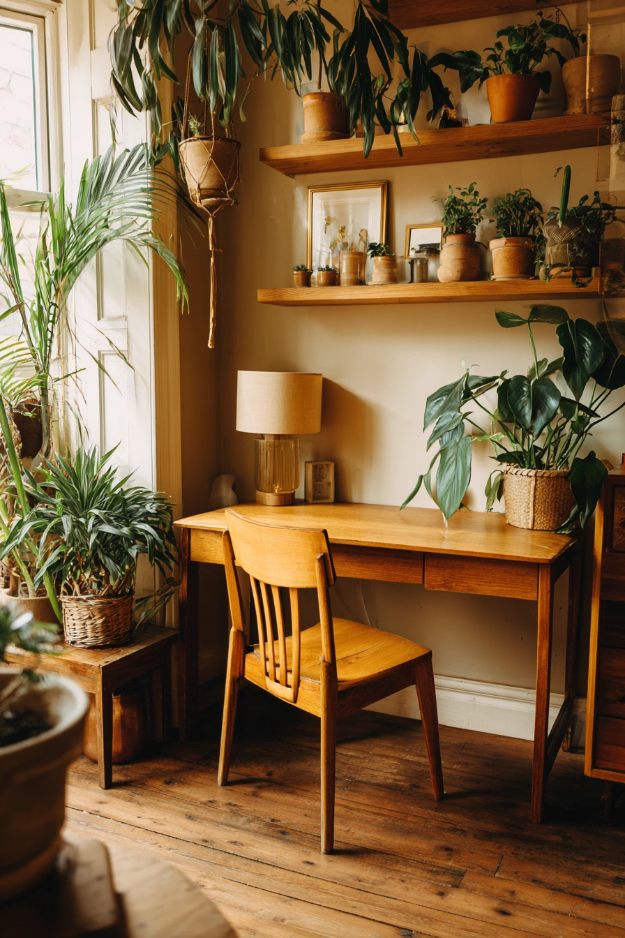 Earthy Workspace with Vintage Warmth