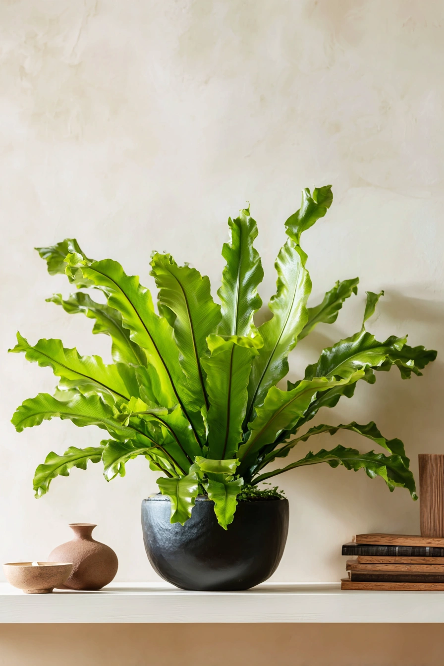 Bold Bird’s Nest Fern for Steamy Bathrooms