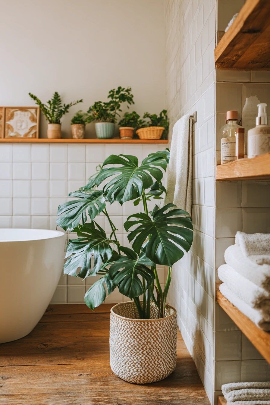Monstera Magic in a Cozy Bathroom
