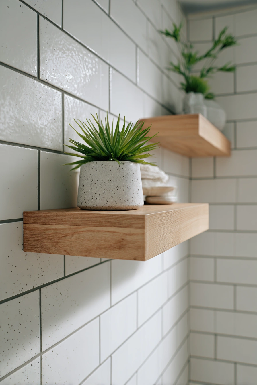 Minimalist Shelf Greenery for Modern Bathrooms