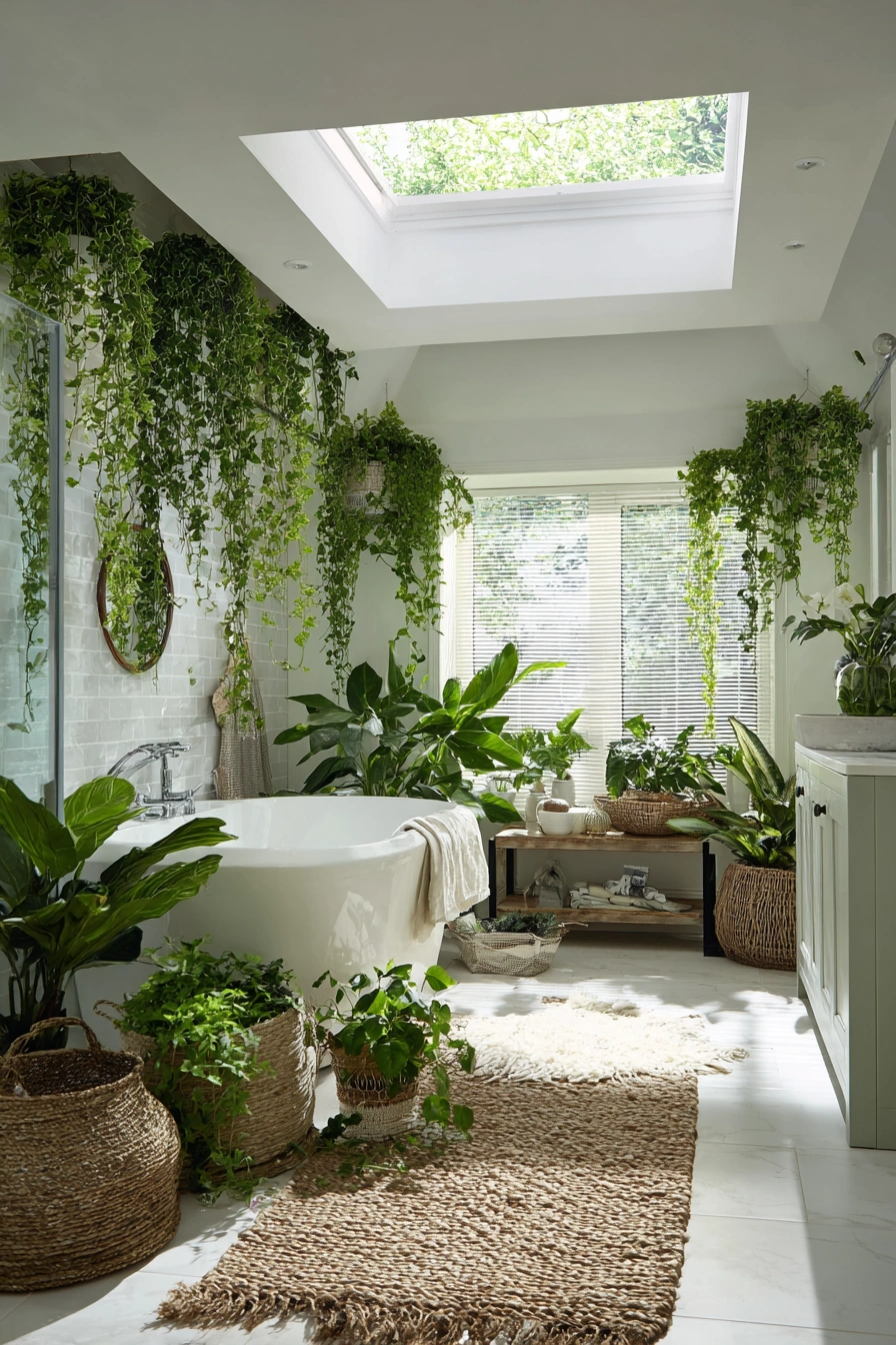 Bathroom Jungle Goals with Lush Greenery