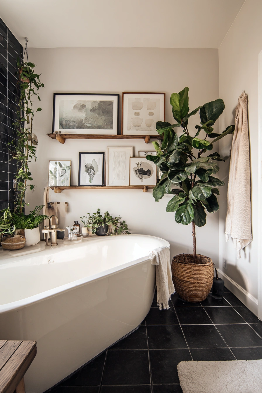 Earthy Modern Bathroom with Botanical Accents