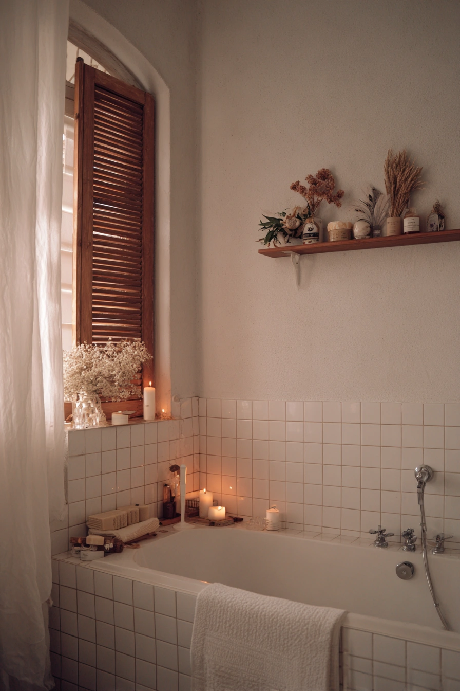 Rustic Candlelit Bath with Dried Botanicals